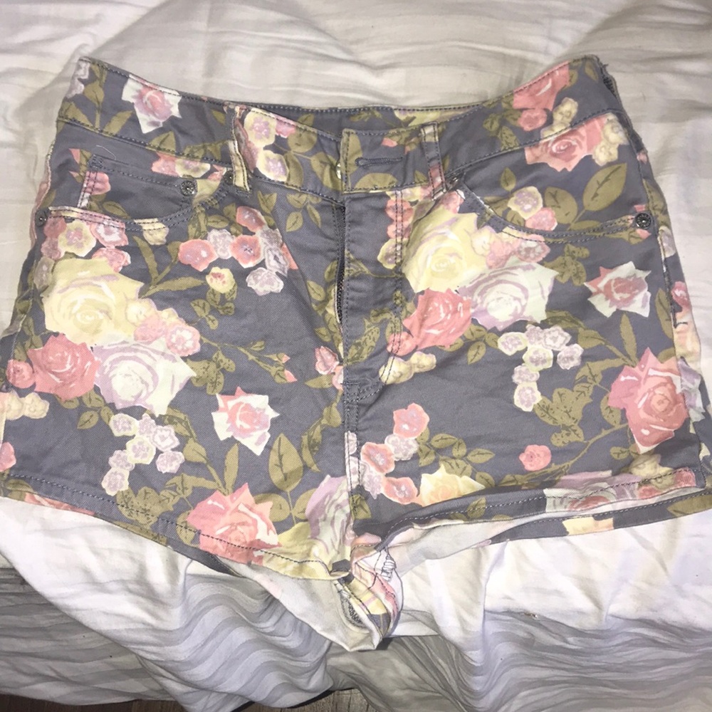 Floral jean shorts